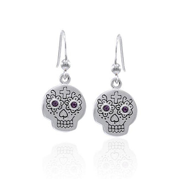 Dia de los Muertos Skull Gemstone Earrings TER1585 - Jewelry